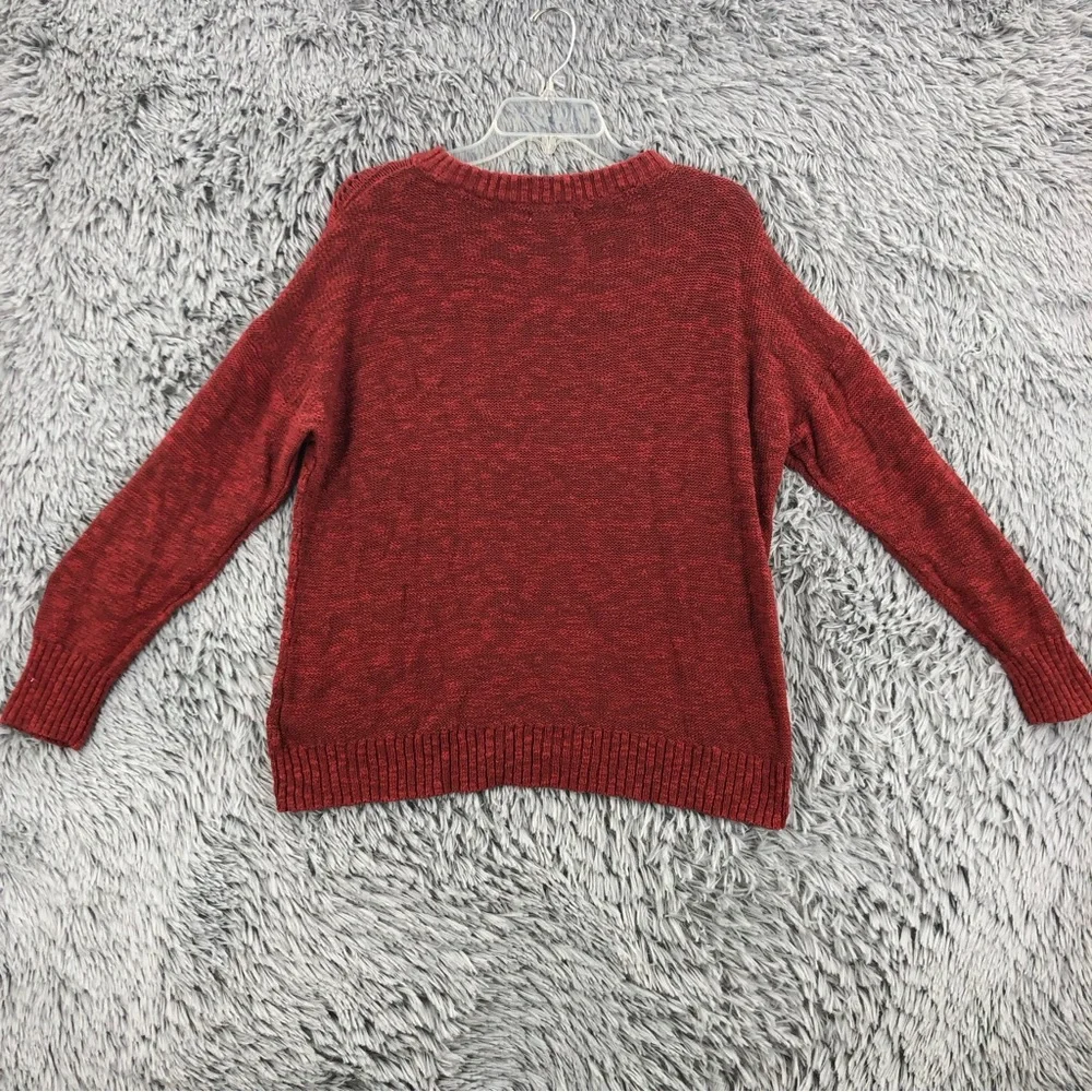 Maurices Sweater Womens Large Open Knit Red Long Sleeve Crew Neck